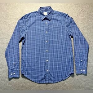 GAP Men’s Medium Blue Check Shirt Wrinkle Resistant Cotton Long Sleeve
